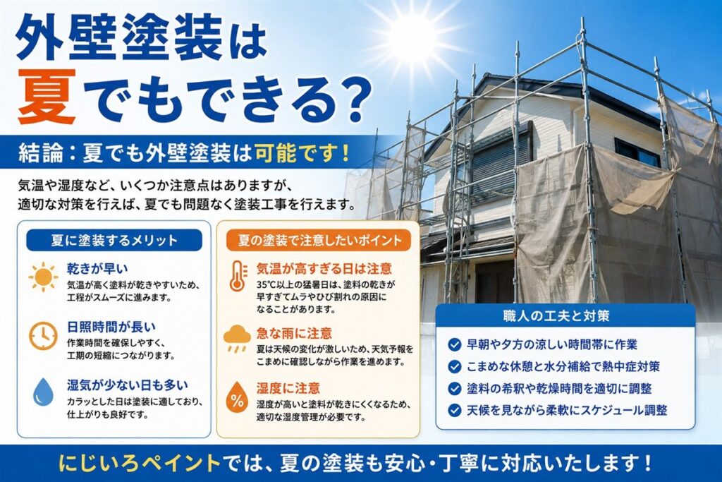 湘南エリアの住宅の夏の外壁塗装 足場と養生シートをかけた現場